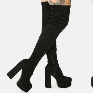 Dolls kill thigh high black boots